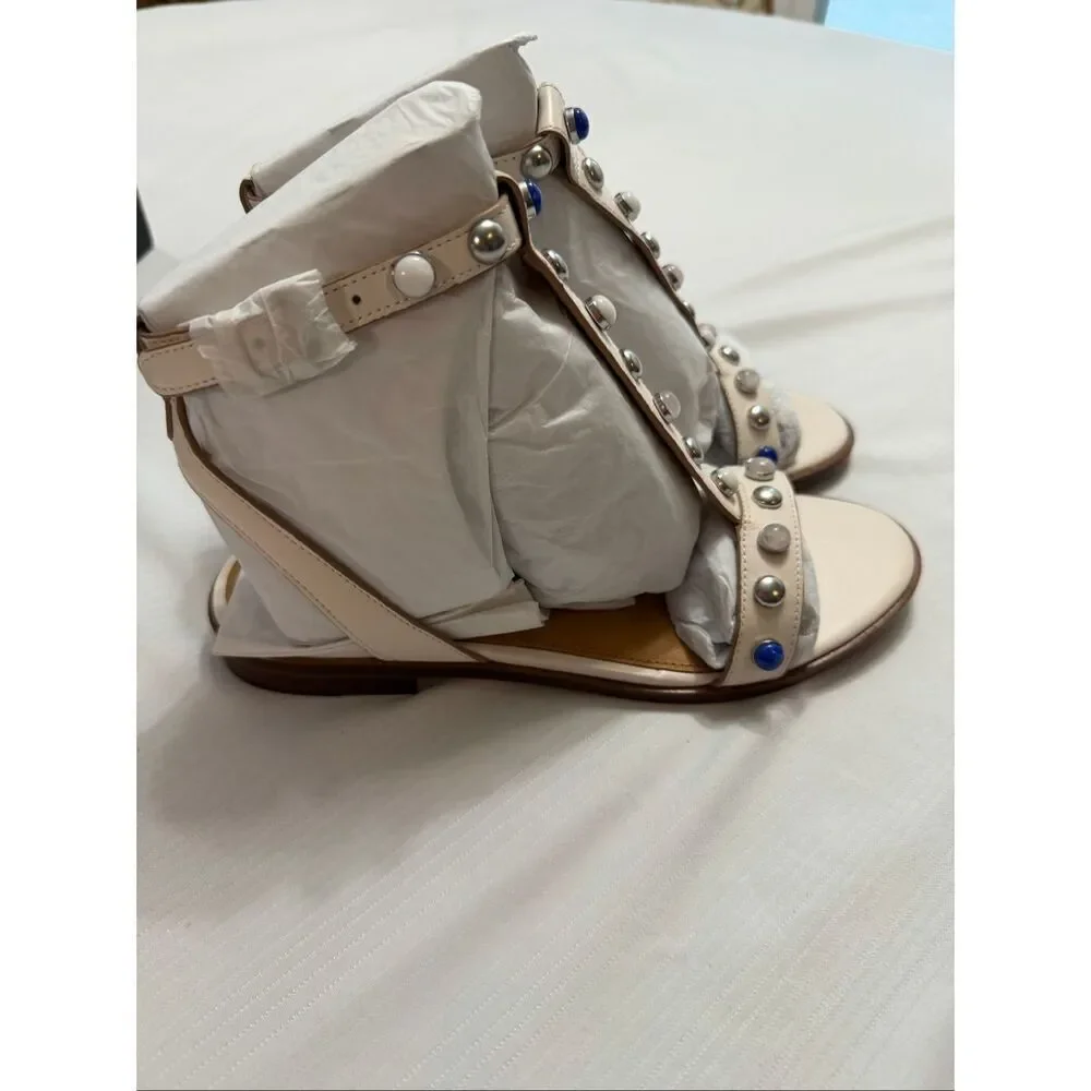 COACH Sadie New Semi Matte Flat Sandals Women’s Size 6.5 6 1/2 B Medium Chalk